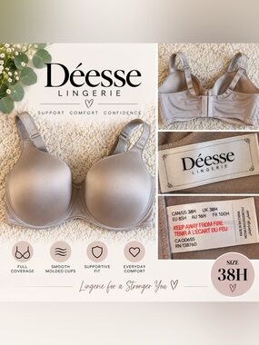 Deesse Lingerie Taupe Smooth Molded Support Bra 38H